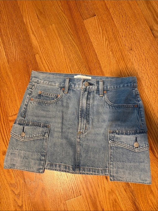 Denim Forum Dresses & Skirts - Aritzia Denim Cargo Mini Skirt in Washed Blue